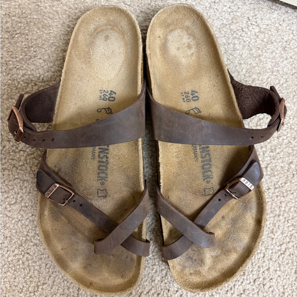 Birkenstock Dark Brown Cross-Strap Sandals